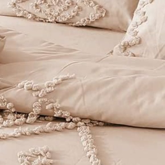 NEW NWT Boho Beige or Pink Tufted Jungalow Bohemian Queen King Bedding SET - Picture 11 of 11